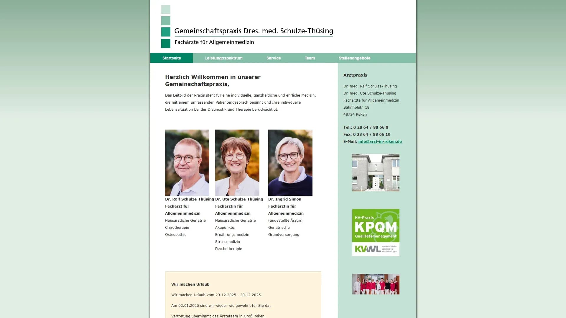 Gemeinschaftspraxis Dres. med. Ute & Ralf Schulze-Thüsing — Website