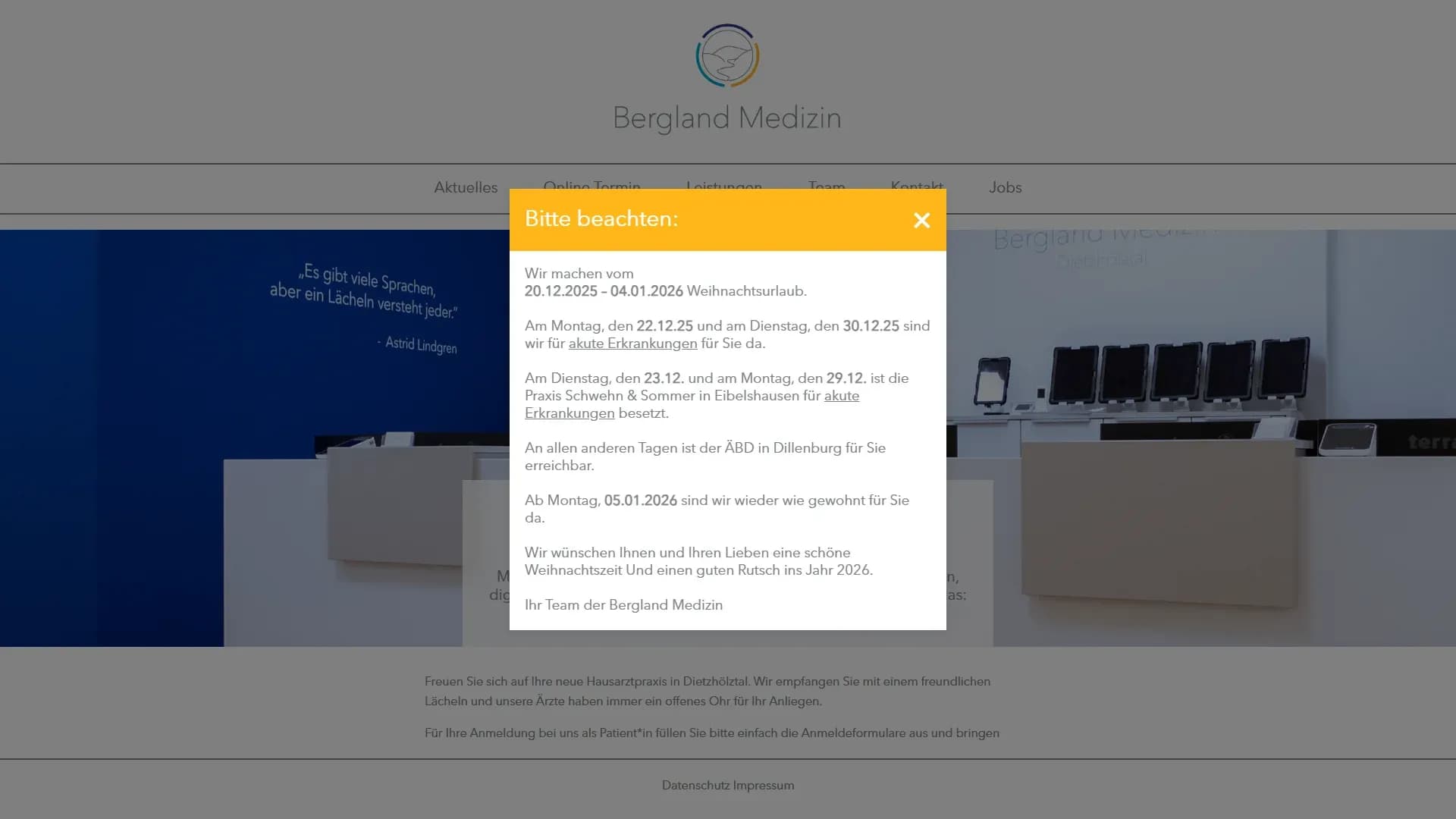 Bergland Medizin — Website