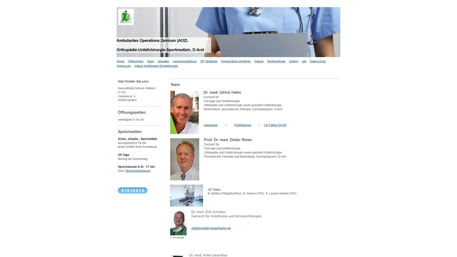 Gelenk Zentrum Niederrhein — Website