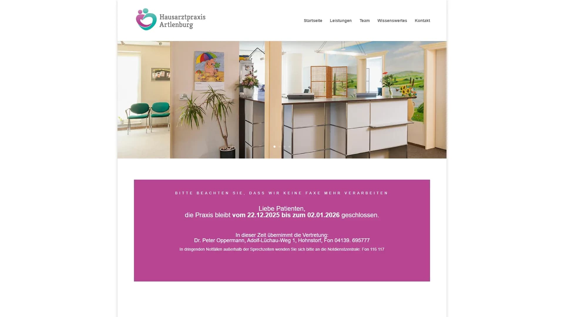 Hausarztpraxis Artlenburg — Website