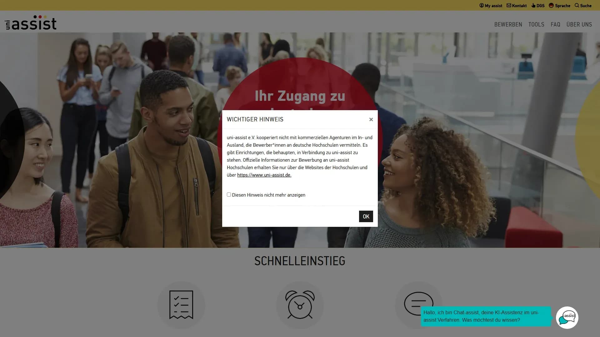 uni-assist e.V. — Website